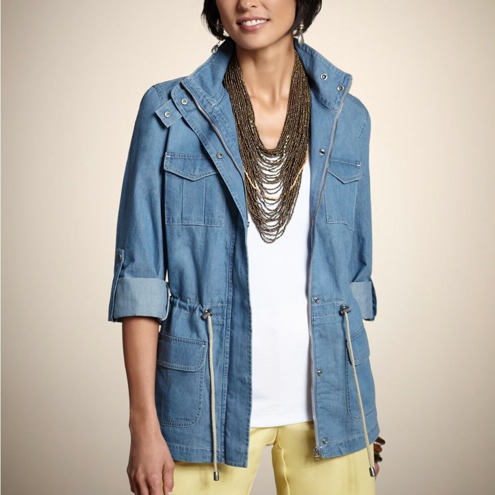 Chicos Charley 5.0 Timeless Chambray Utility Cadence Jacket Size small